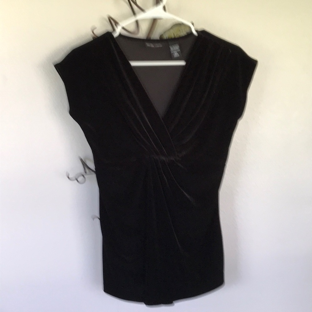New York & Co faux velvet stretch blouse